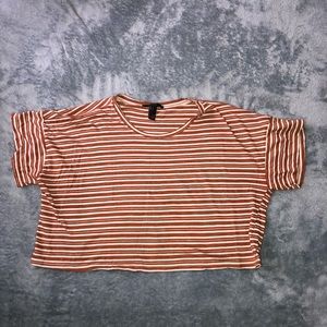 orange and white cropped t shirt